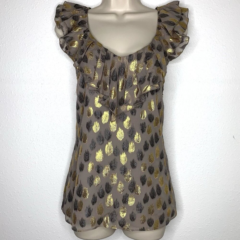 Anthropologie LEIFSDOTTIR Metallic Leaf TOP 4 Y2K Fairy Goblin Core Whimsigoth